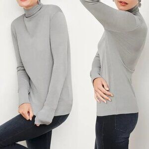 MM. LaFleur NWT Elizabeth Silk Gray Turtleneck Jersey Sweater Size Large